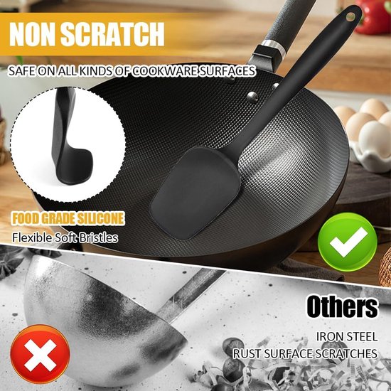 Spatels, 315 graden Celsius, hittebestendige flexibele deegschraper, siliconen spatel, anti-aanbaklaag, siliconen spatel, keuken, BPA-vrij, voor koken, bakken, mixen, roeren — afbeelding 3