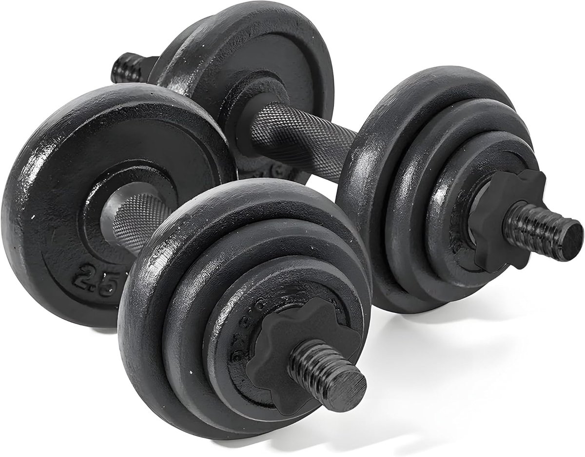 20 KG - Verstelbare Dumbell Set - Gewichten Set voor Krachttraining - Halterset Inclusief Opbergkoffer - Gym Materiaal voor Thuis - Zwart