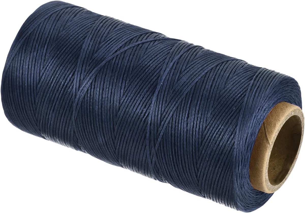 Gewaxte draad, 0,8 mm, 150D platte wasdraad, polyester, gewaxte draad voor leer, handgeweven boekbinding, wooncultuur, diepblauw