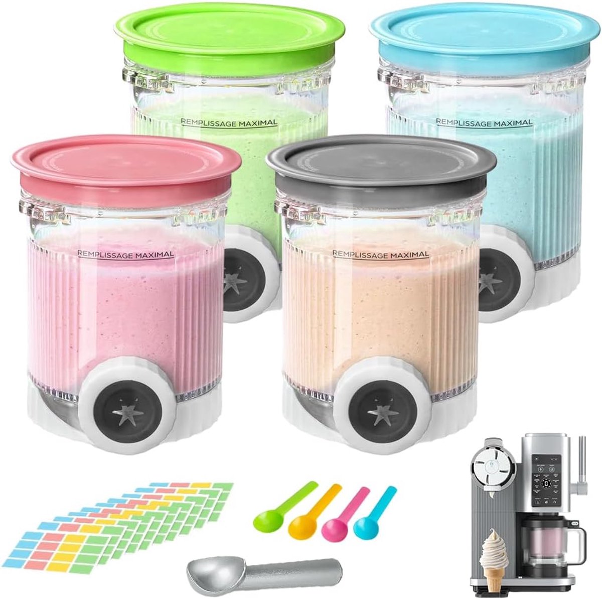 Container voor Ninja Swirl by Creami - set van 4 ijsbekers en deksel