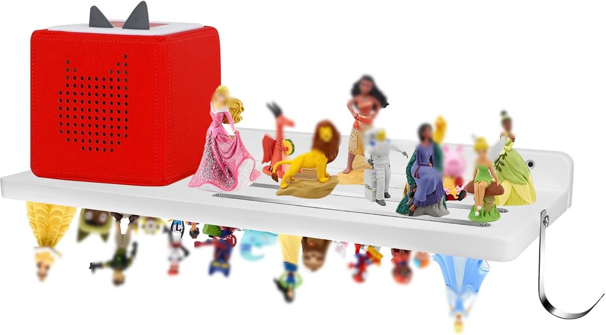 Tonie Opbergrek voor Toniebox en Tonie-figuren, wandmontage, magnetische houten planken voor toniefiguren