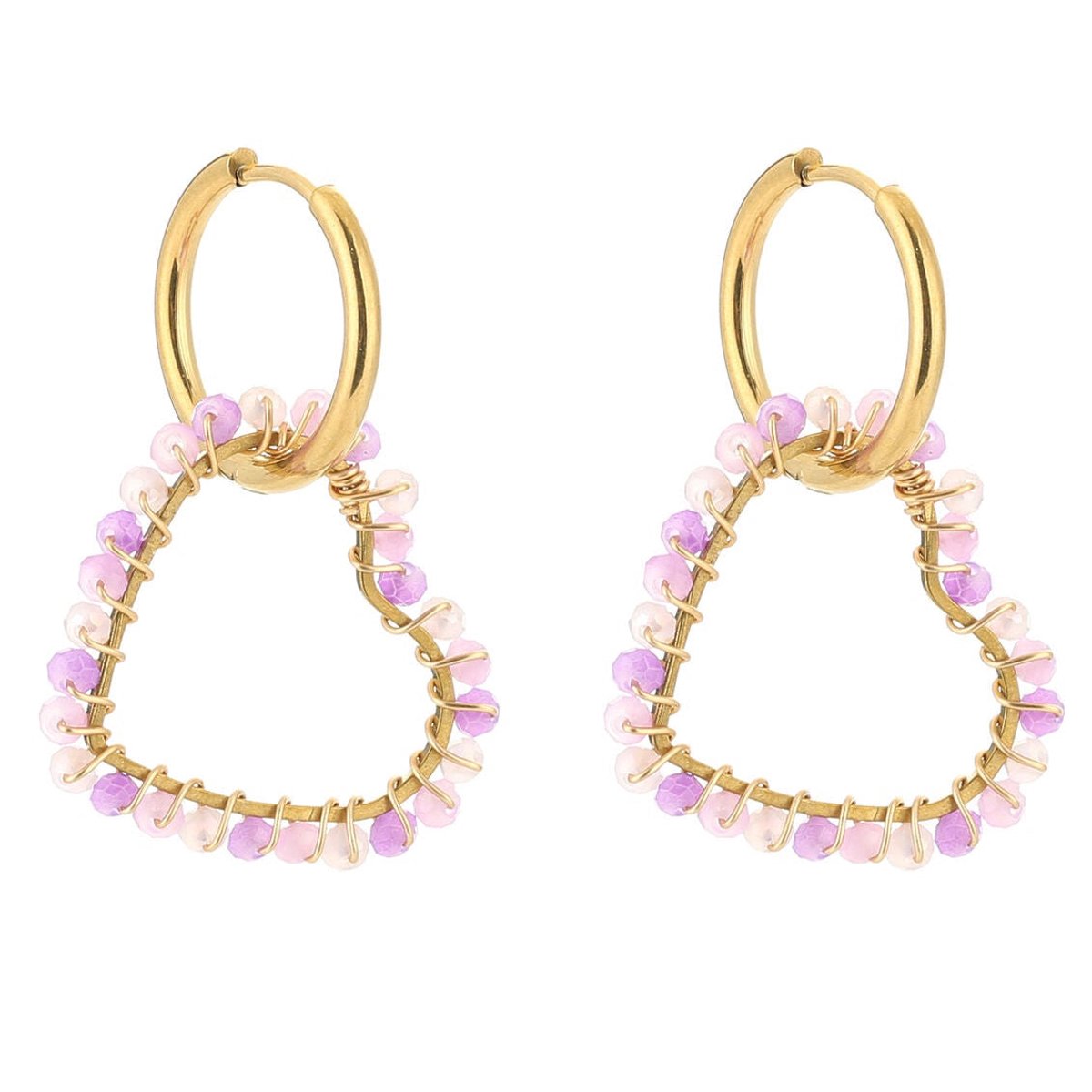 Michelle Bijou Oorbellen Handmade Love goud lila