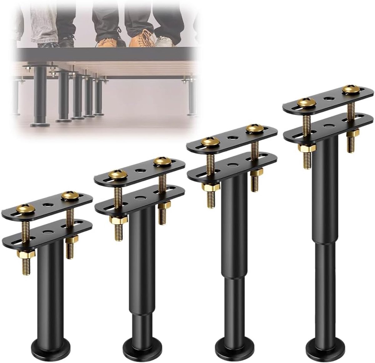 4 stuks in hoogte verstelbare bedpoten van 18 tot 32 cm, robuuste metalen steunpoten, verstelbare meubelvervanging