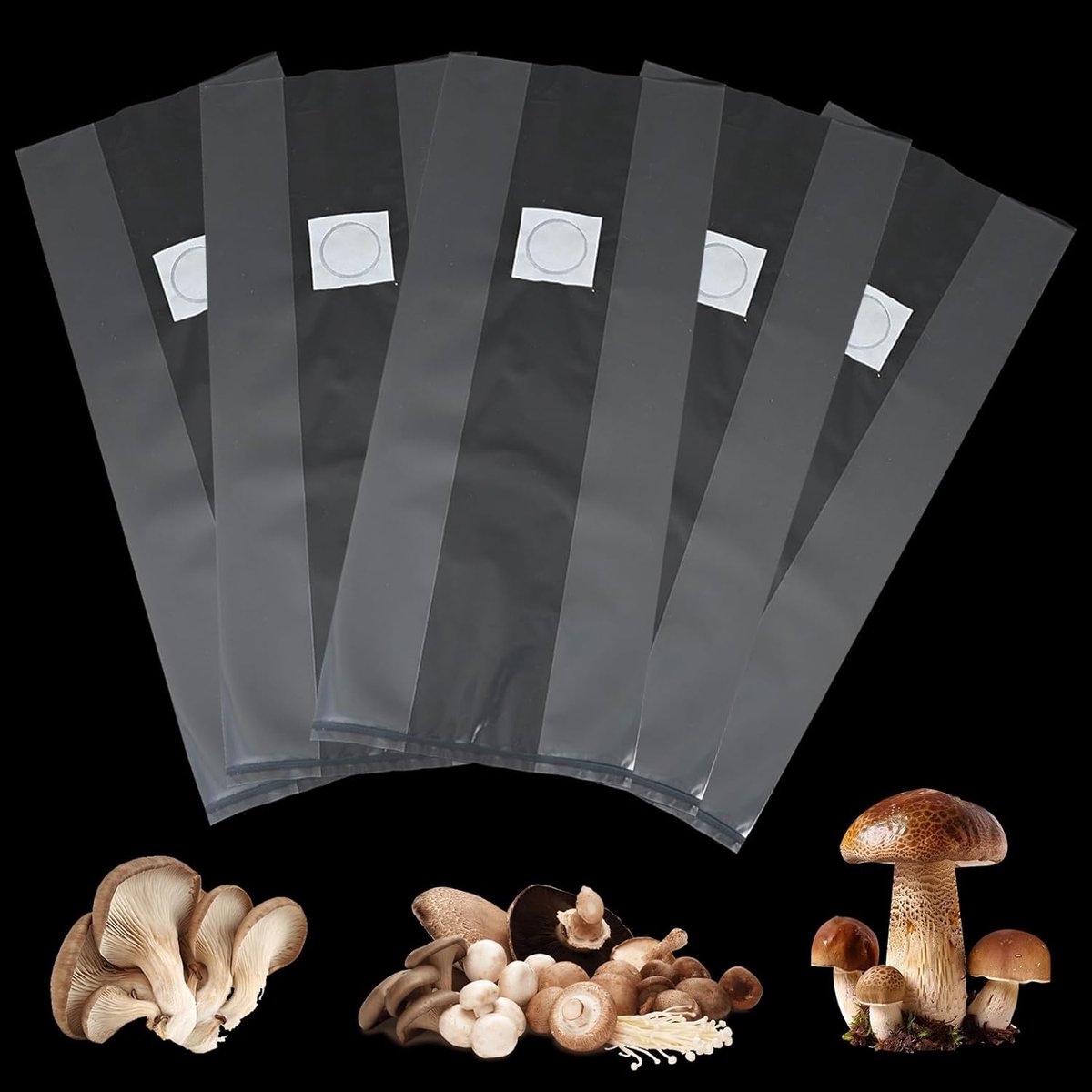 Zakken 32 x 50 cm, paddenstoel-plantenzakken, optimaal voor substraat, paddenstoelkweekzak, paddenstoelen kweken, leuk cadeau voor paddenstoel- en groenteliefhebbers