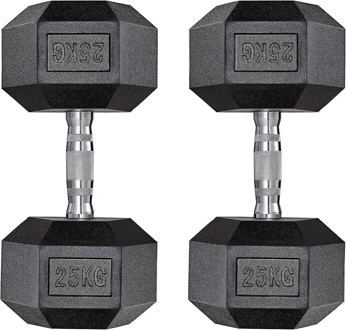 10 kg - 25 kg hexagon duurzaam rubber gietijzer voor krachttraining thuis met ergonomische greep stabiele en veelzijdige halter hex
