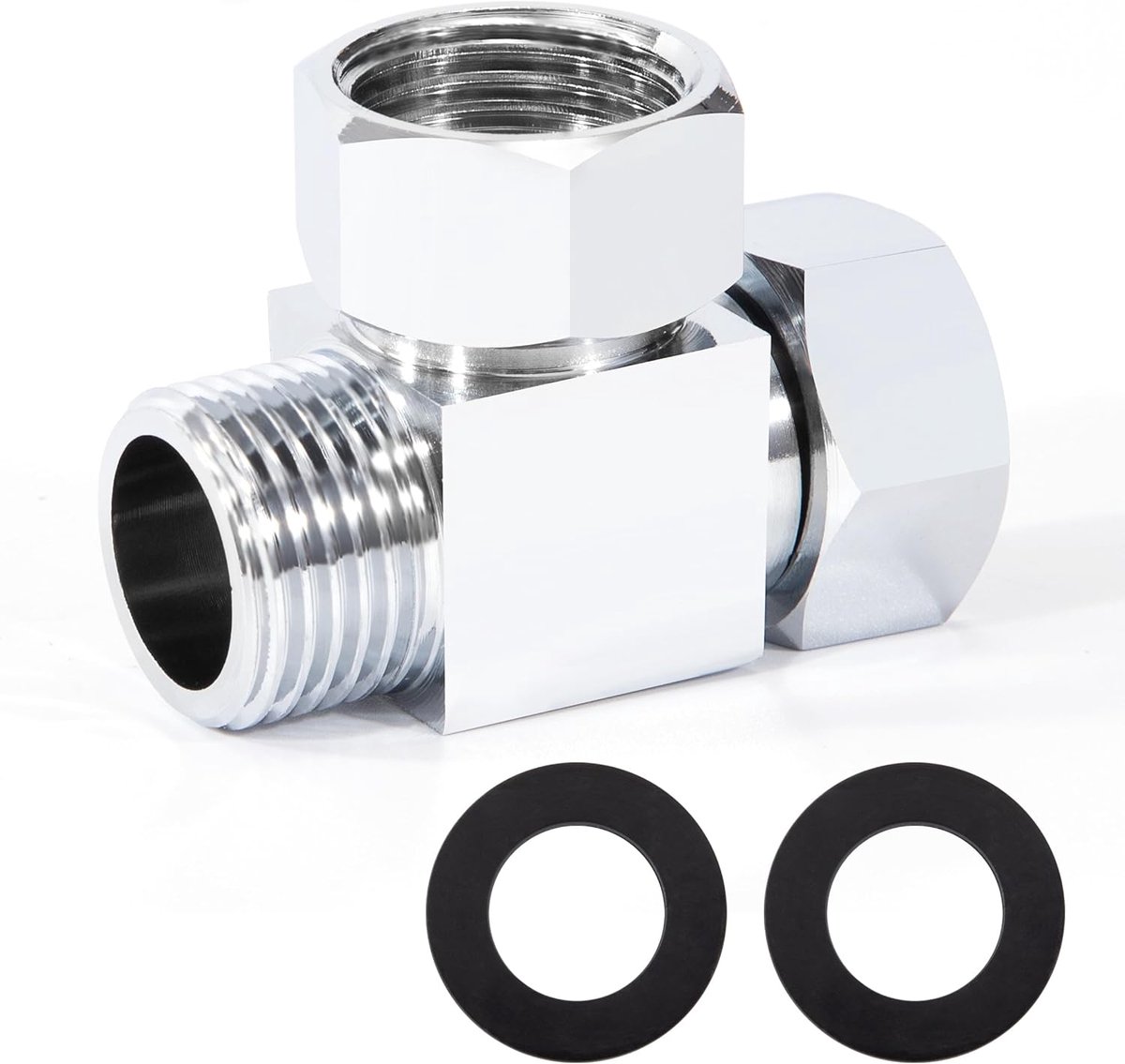3-weg verbindingsventiel, 1/2 inch T-vormige toiletadapter, messing vervanging aftakventiel douche accessoires, met draaibare moer voor badkamer sproeier