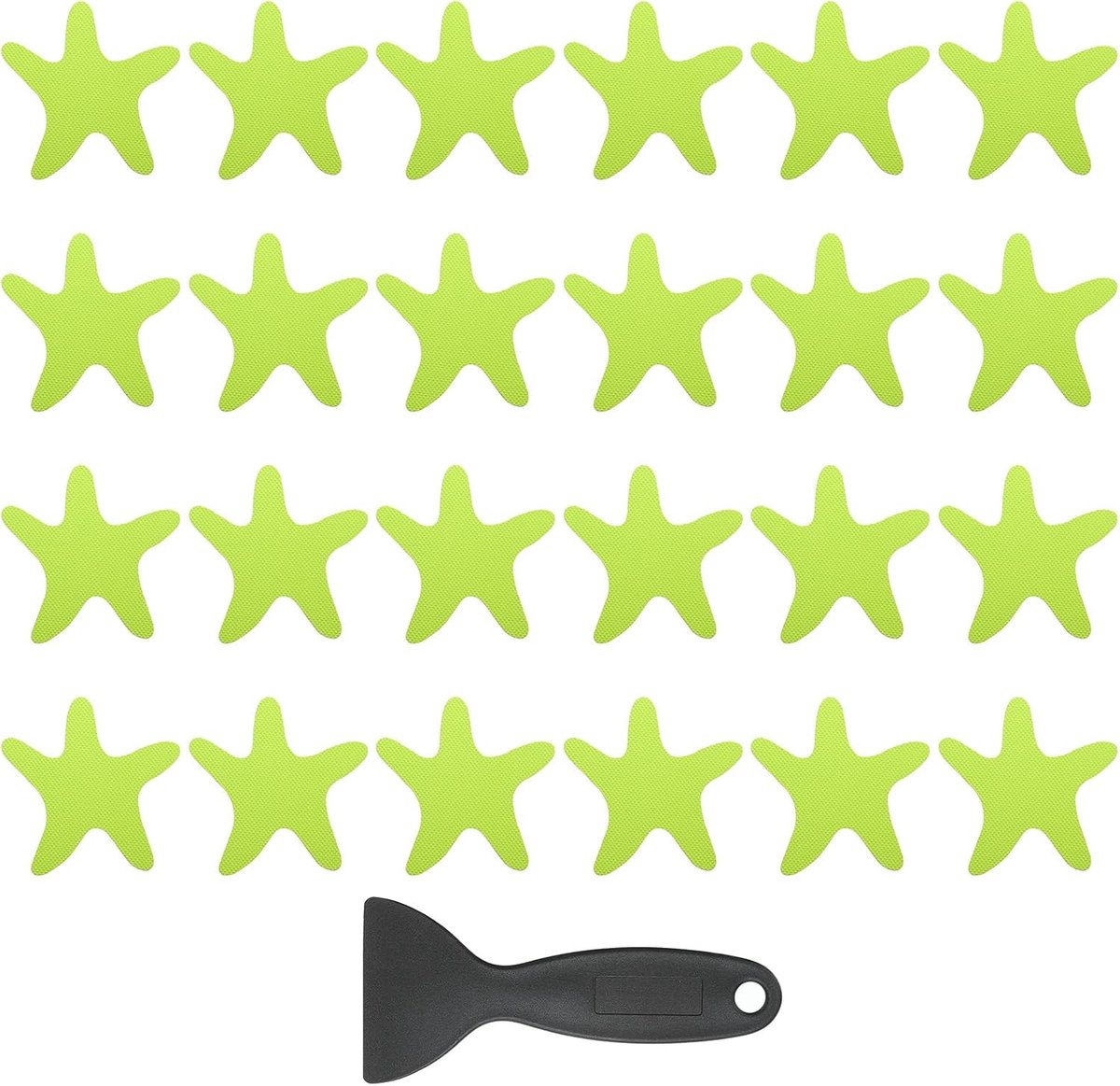 24 stuks antislip badstickers, antislip douchestickers met schraper badkamer douche vloerstickers stervorm schattige loopvlakken kuipen, grasgroen