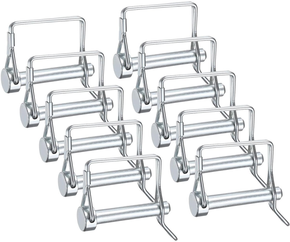 METERXITY 10 stuks bevestigingspinnen voor aanhangers, 8 mm x 43 mm (DxL) van verzinkt koolstofstaal in D-vorm, draadpen met oog voor landbouwaanhangers, grasmaaiers, tuin