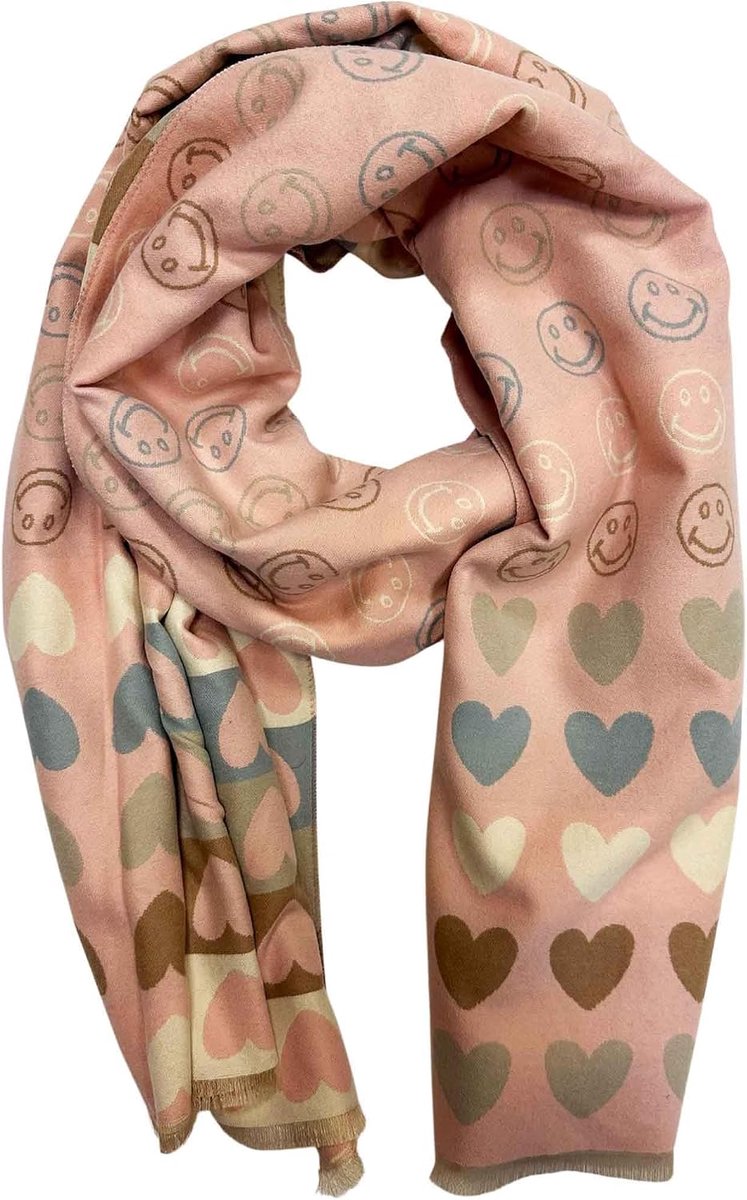 Smiley Love Hart Patroon Omkeerbare Sjaal Gebreide Sjaal Warme Winter Sjaal Fashion Doek Herfst Lente Stola Wol met franjes Smile