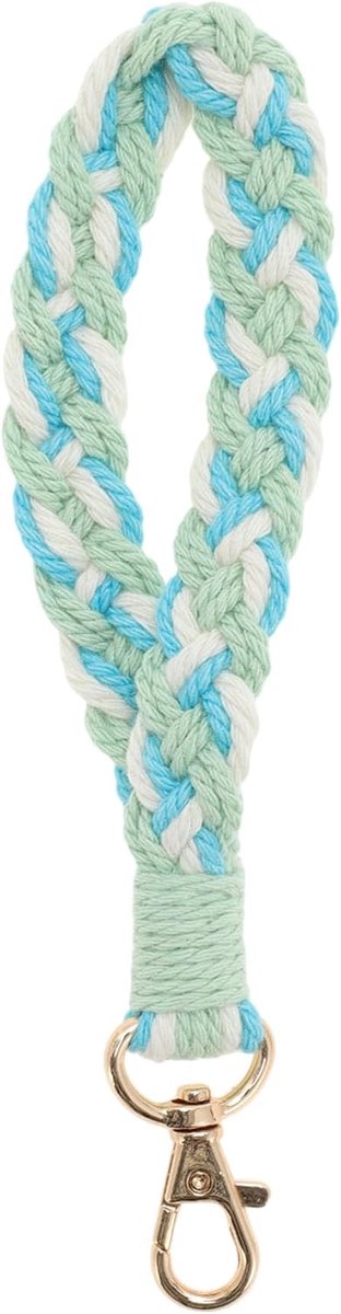 gevlochten sleutelhanger met bloemen, Boheemse sleutelhanger, polssleutelhanger, exclusieve macramé-sleutelhanger voor vrouwen, groen, Groen