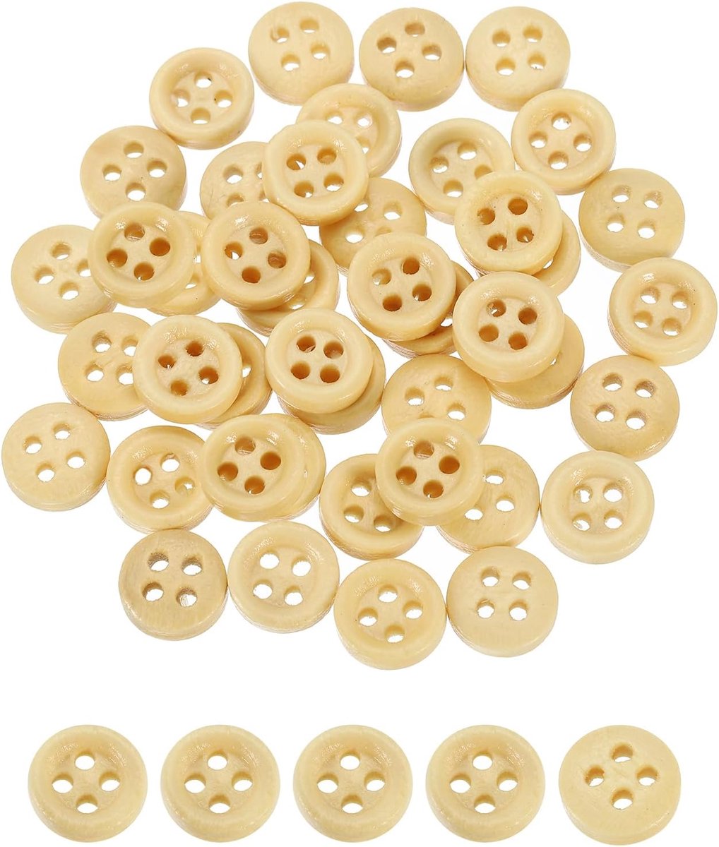 Knopen, 9mm (3/8") 4-gats ronde houten knopen naaien knoop handwerk flatback voor naaien DIY handwerk kleding, natuurlijk hout