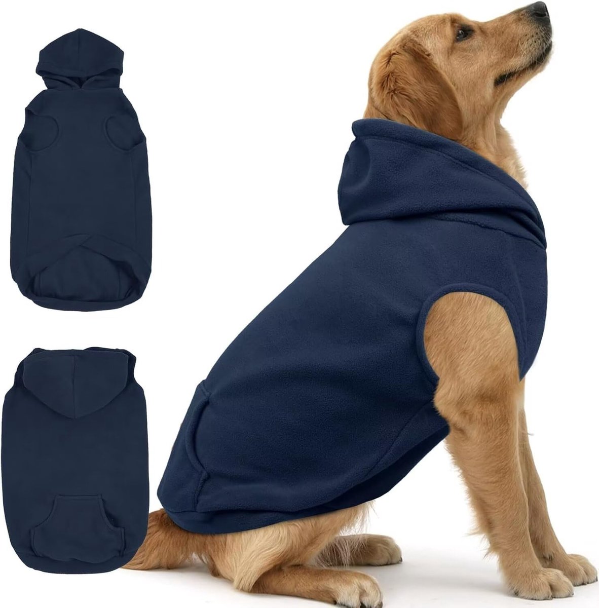 Hoodies voor grote honden, huisdier hoodie fleece trui vest met riemgat en zak, koud weer hoodie voor hond meisje jongen, honden sweatshirt herfst winterjas voor Doberman, Great
