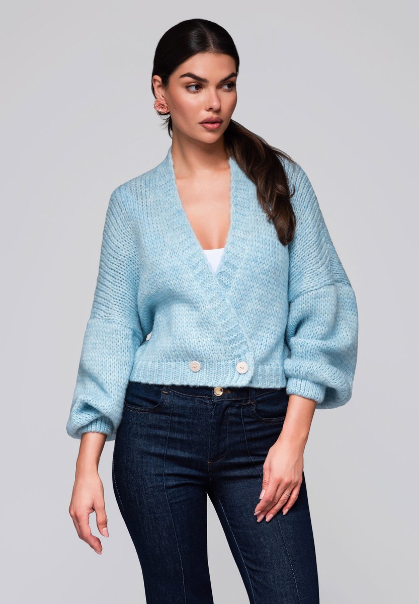 OMBRE Trui - Regular Fit - Lange Mouw - Geen Sluiting Lichtblauw ONESIZE