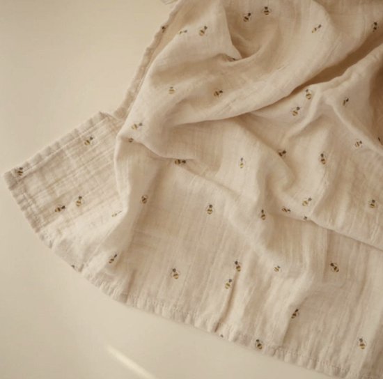 Mushie Hydrofiel Doek 120x120cm - Bees van Mushie — afbeelding 2