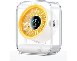 Bureau Ventilator - Usb-Bureauventilator - Stille Tafelventilator - Zuinige Tafelventilator - Met Turbo-Luchtstroom - 100 Snelheden - 90° Draaibaar - Voor Slaapkamer, Thuiskantoor en Op Reis - Ivoorwit + Geel