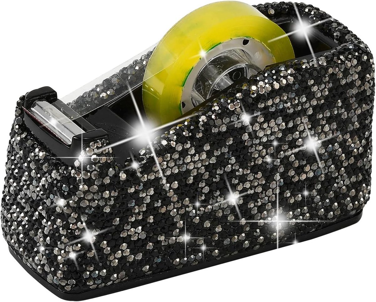 Elegante Tape Dispenser met Kristal Design, Antislip Mat, Ideaal voor Kantoor, School en Cadeaus voor Meisjes