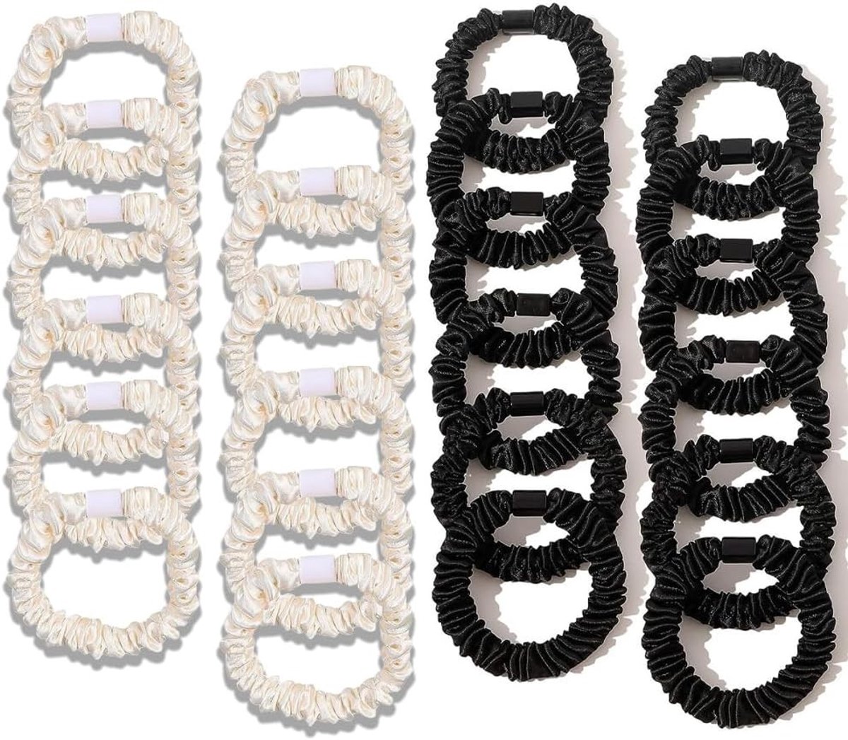 Set van 24 scrunchies, elastische haarbanden voor anti-kroes en breuk, luxe retro haaraccessoires voor een zachte en comfortabele nachtrust