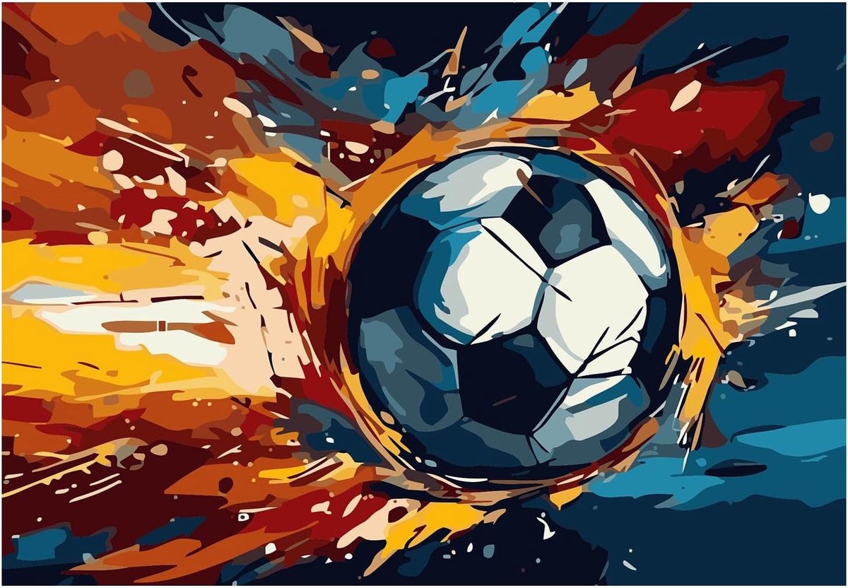 Voetbal Schilderen op Nummer - Canvas - Inclusief Verf en Penselen - DIY Schilderij voor Volwassenen