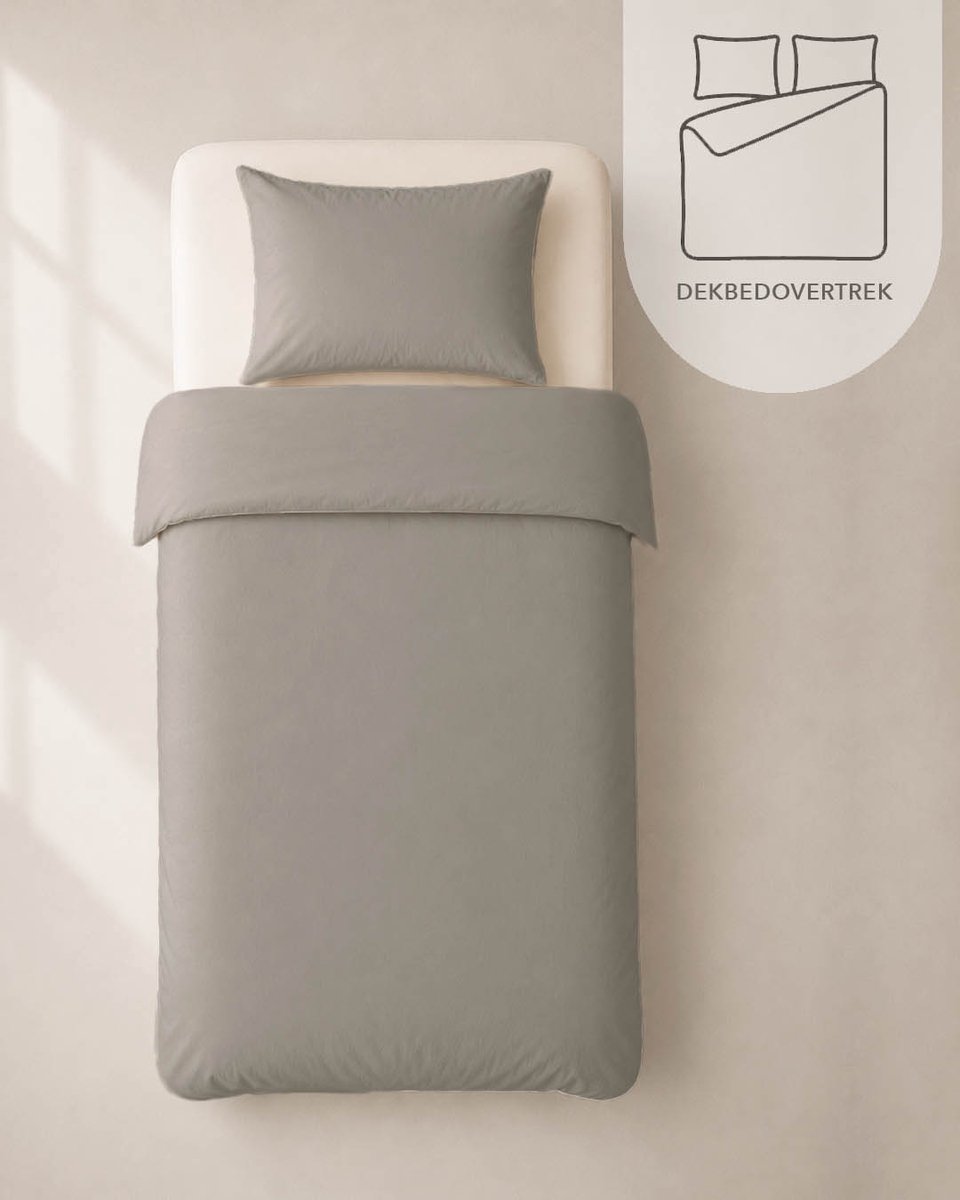 HOOMstyle Dekbedovertrek met kussenslopen - luxe micro Percale - dekbedovertrek - 140x220cm - 1 persoons - Taupe