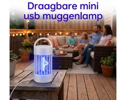 USB Muggenlamp - Elektrische Muggenvanger - Draagbare Insectenlamp - Stil & Chemievrij - 360° Muggenval - Voor Slaapkamer, Camping, Caravan & Reizen