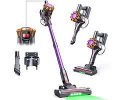 Lubluelu P7 Draadloze Steelstofzuiger 40Kpa- 5 in 1 Handstofzuiger - Zelfstaand Design - 40 Min Gebruikstijd - Verwijderbare Batterij- Anti-klit Borstel - HEPA-filter - LED-koplampen