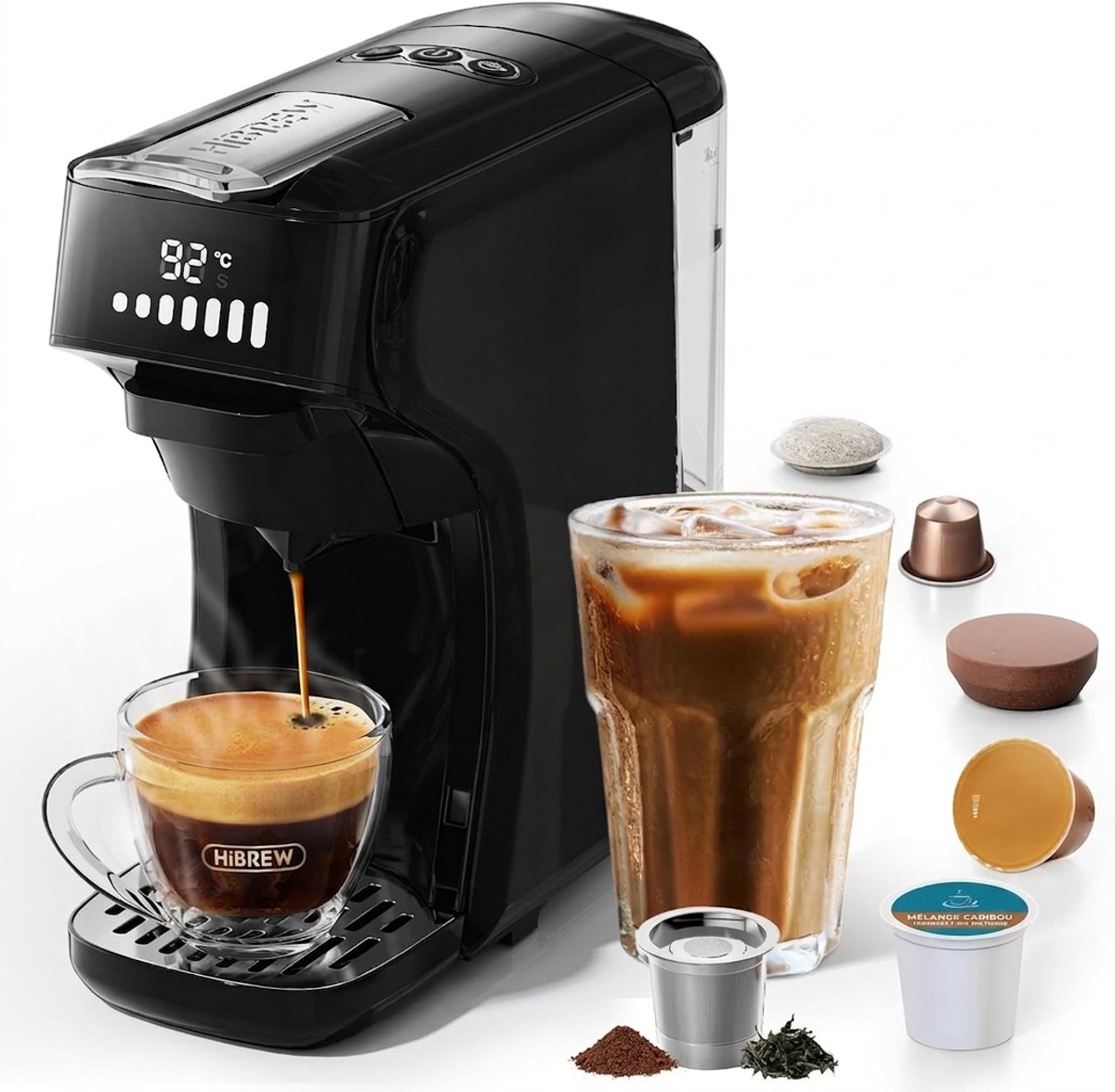 HiBREW H1B Koffiemachine - 6-in-1 - Nespresso, Dolce Gusto, ESE en Gemalen Koffie