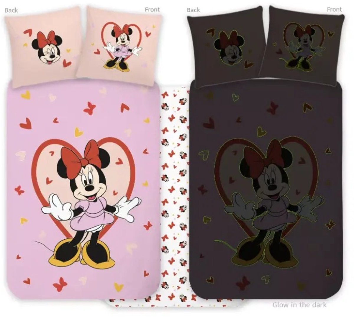 Minnie Mouse Peuterdekbedovertrek Glow in the Dark - 100 x 135 cm - Katoen