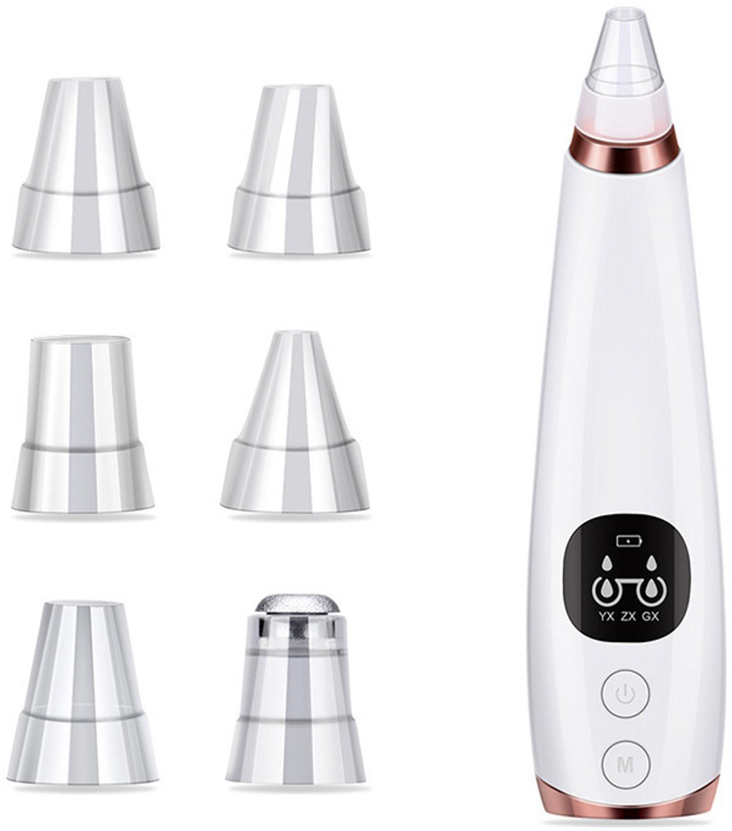 Blackhead Remover Pore Vacuum for Face & Nose, Blackhead Extractor with 3 Adjustable Suction Levels, 6 Removal Tools, USB Rechargeable Facial Pore Cleaner for Women & Men (White)