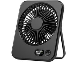 GELLDG Tafelventilator - Mini Ventilateur USB - 165x132x38mm - Licht en Compact, 180° Draaibare Stand - Geschikt voor Bureau, Thuis en Camping - Plastic - Zwart