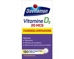 Davitamon Davitamon Vitamine D3 20mcg Hoog Gedoseerd 150 smelttabletten