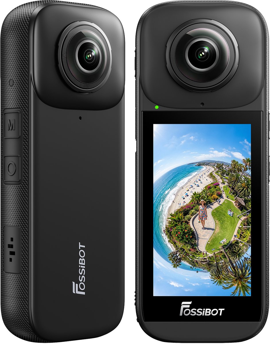 Sportcamera - FOSSiBOT FC360 - 8K Actiecamera - Sensor 1/2 inch - 200° Groothoeklens - 3 Inch Touchscreen - 1800 mAh - WiFi,Bluetooth - GPS - Zwart