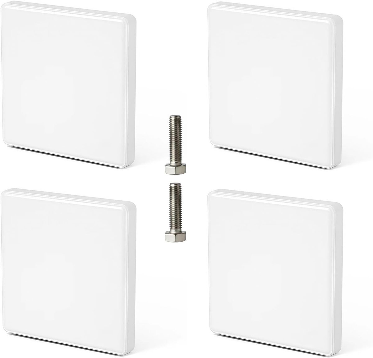 Set van 4 Decoratieve Wandafdekkingen, Wandplaten, Blindplaten, 8.6 x 8.7 cm, voor het Bedekken van Wandgaten, Inclusief Schroeven en Eenvoudige Installatie