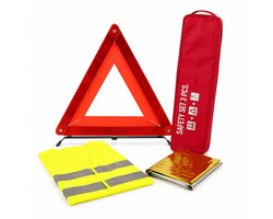 Veiligheidsset Auto 3-delig | Gevarendriehoek | Veiligheidsvest XL | Isolatiedeken | Auto Noodpakket | Pechset | EHBO Auto | Auto Veiligheid | Reflectievest | Overlevingsdeken | Auto Accessoires