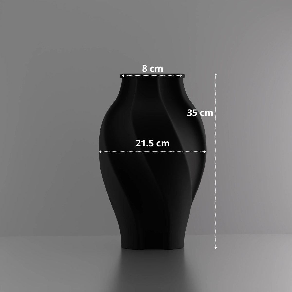 3d-gezellig Elegantie - Vaas - Zwart - Maat 35 cm - Kunststof - Modern - Bloemenvaas -100% gerecycled PLA (bioplastic)