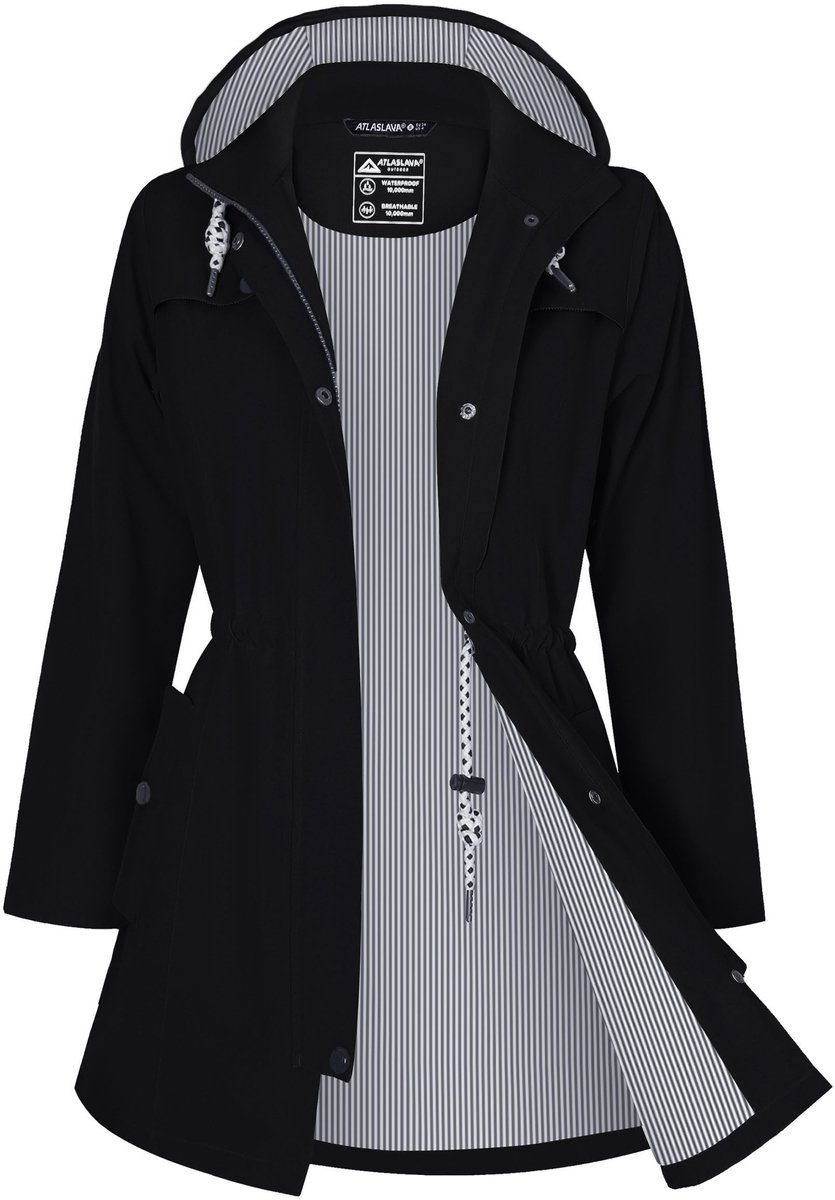 OLOEY Lange regenjas dames | waterdichte, ademende jas met capuchon en comfortabele pasvorm - Maat XXXL