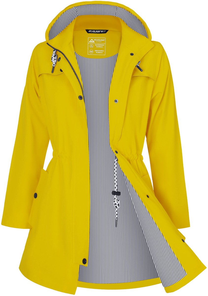 OLOEY Lange regenjas dames | waterdichte, ademende jas met capuchon en comfortabele pasvorm - Maat S