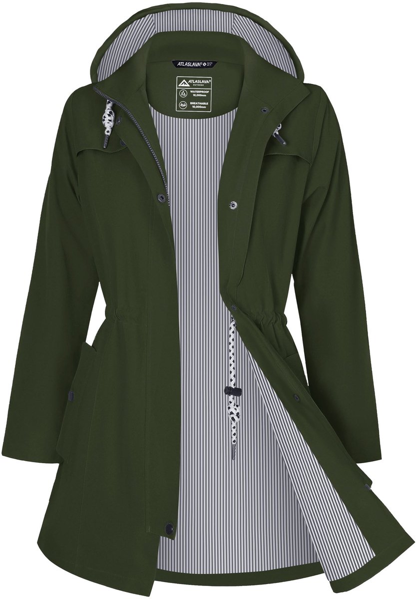 OLOEY Lange regenjas dames | waterdichte, ademende jas met capuchon en comfortabele pasvorm - Maat XXXL