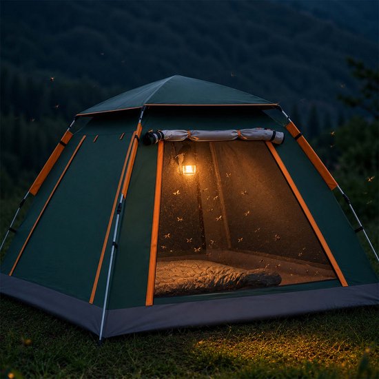 campingtent-240x155x240 cm-donkergroen — afbeelding 4