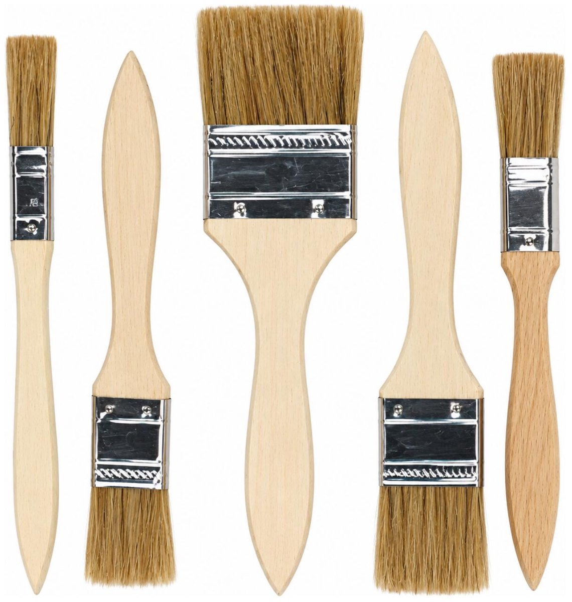 Humbert Kwastenset - synthetisch - 5-delig - plat - voor verf en lak - verfkwasten - maten 0.5-1-1.5-2-2.5 cm