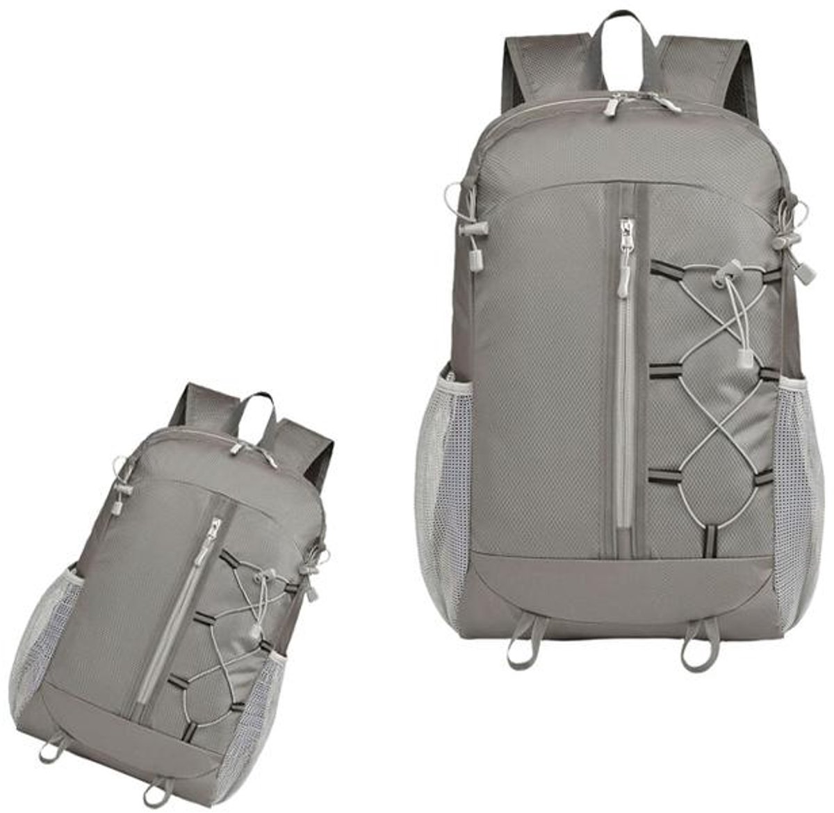 KZQ Wandelrugzak - Opvouwbare, lichtgewicht, waterdichte rugzak - Compact ontwerp met voldoende ruimte - Ideaal voor fietsen, wandelen, kamperen en trektochten - Afmetingen: 31 x 18 x 45 cm - Grijs