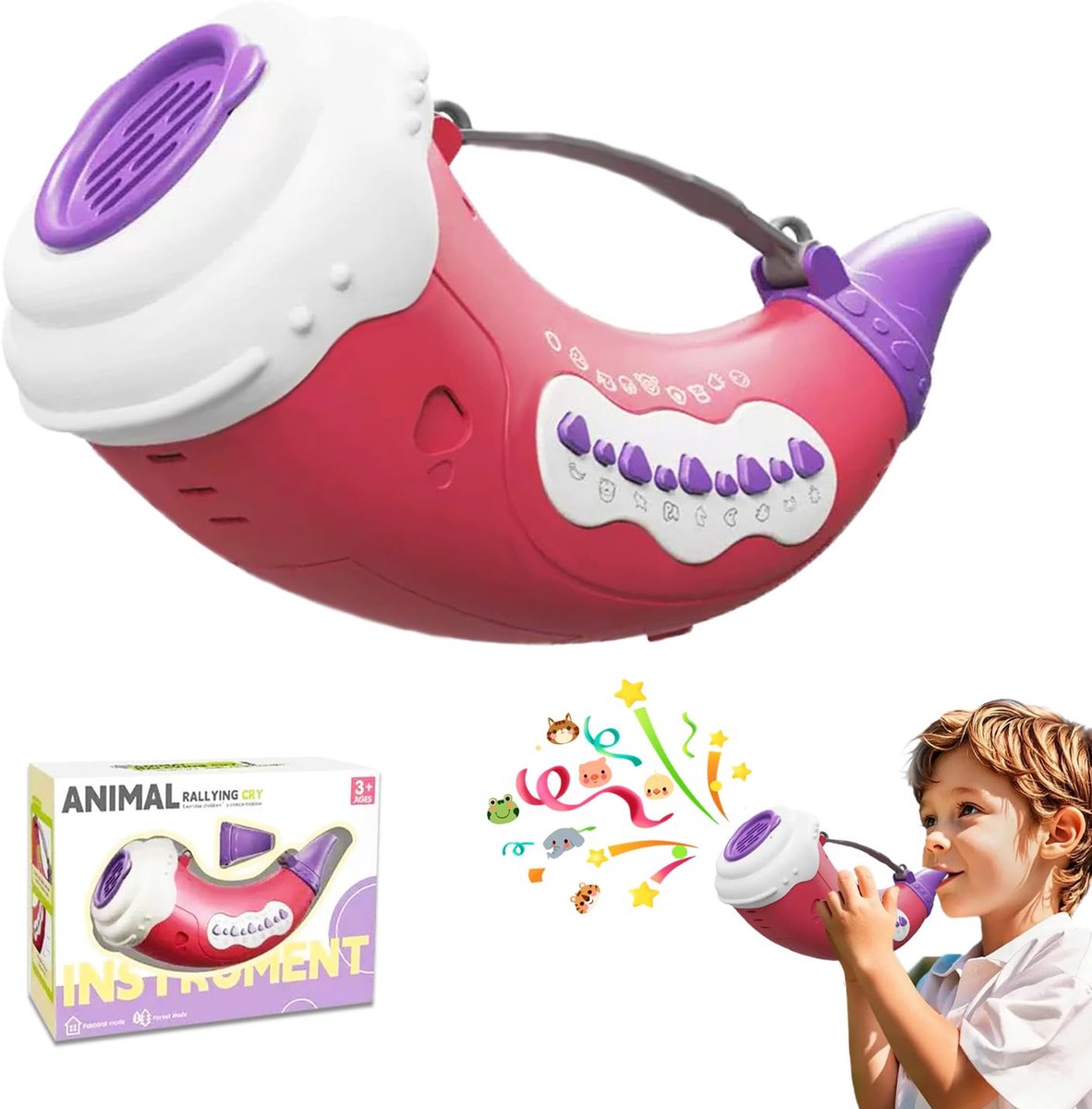 Ryoudavell - Educatief Kinderspeelgoed voor Jongens & Meisjes vanaf 3 Jaar - Dierengeluiden Muziek Speelgoed voor Peuters - Interactief Baby Cadeau Verjaardag - Vroegtijdig Leren met 30 Geluiden & Licht - Creatief Leerzaam Speelset - Karmozijnrood