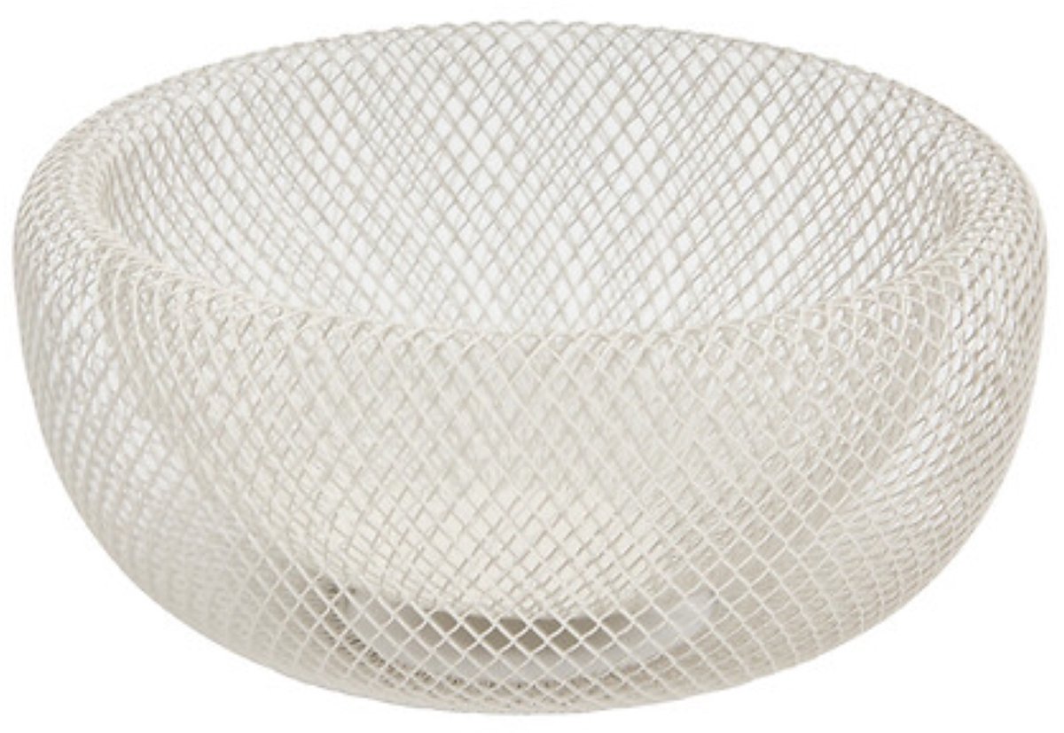Fruitmand - Metalen Fruitschaal - Decoratieve Fruitmand - Moderne Fruitschaal Keuken - Open Draadmand voor Fruit - Stalen Opbergmand - Ø27.7 x 12.4 cm - Beige