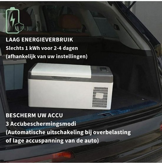 JCP® Koelbox - 15 Litres - Koelbox 12v 220v - Koelbox Elektrisch - Grijs - 32cm x 60cm x 26cm van Jcp — afbeelding 2