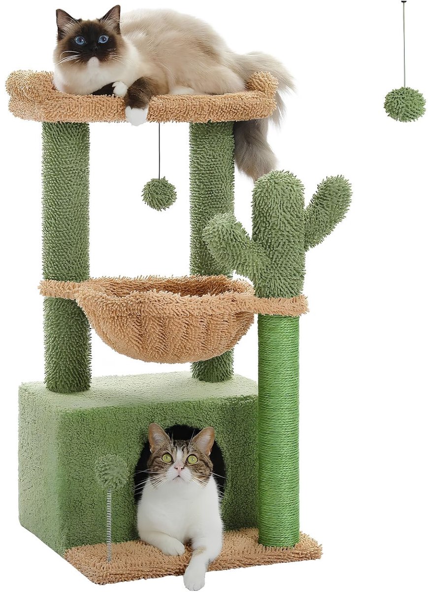 JCP® Krabpaal - Kleine Rassen - Krabpaal voor Katten - Krabpaal Kat - Groen - 40cm x 40cm x 79cm