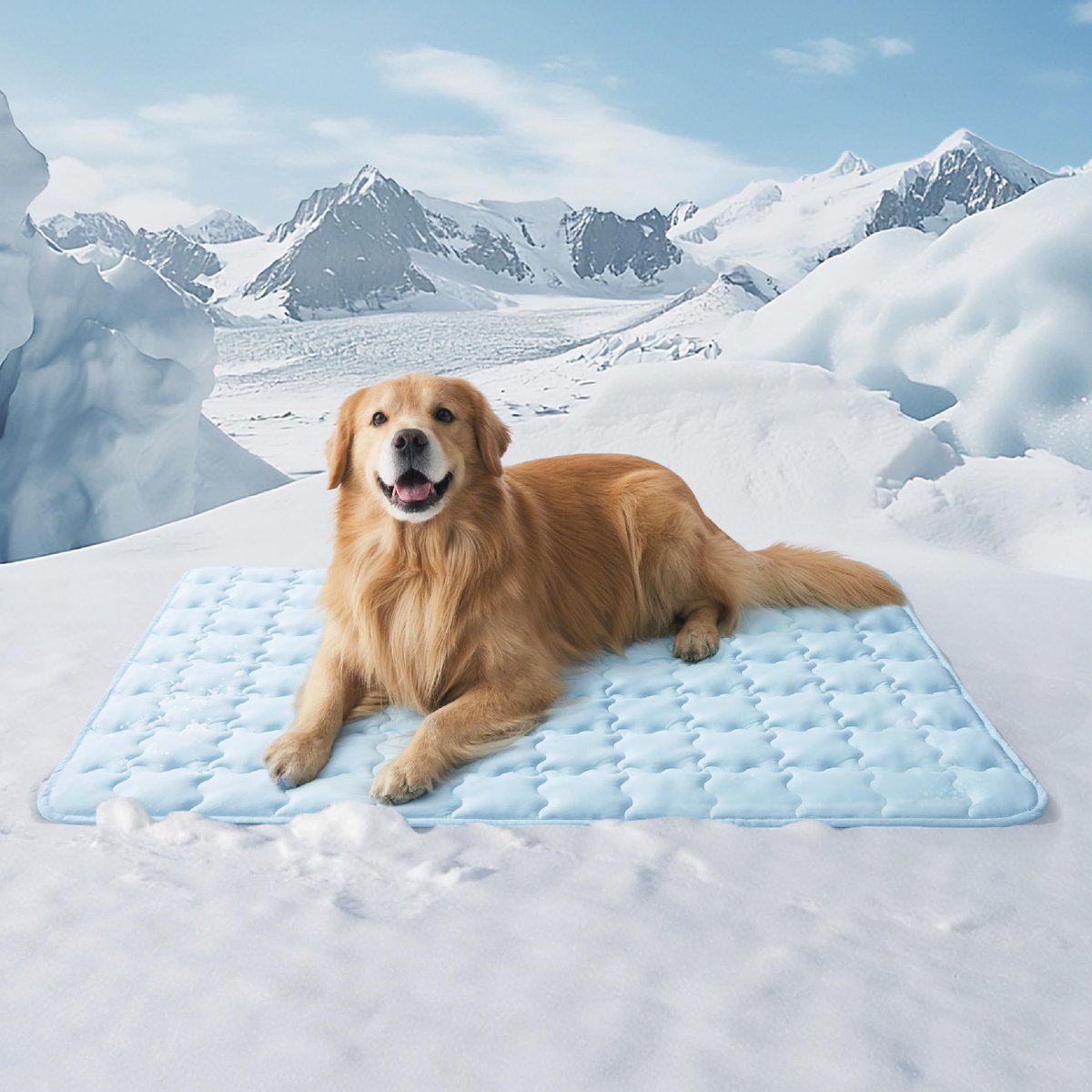 Cooling Hondenmat Q-Max >0.5 - Verkoelende Koelmat voor Hond en Kat - Wasbaar en Antislip - Ademend Zomerbed - Blauw - 48 x 30 inch (XXL)