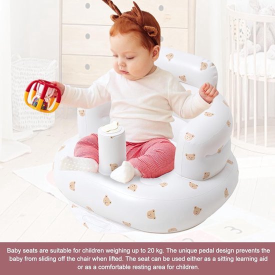 Solvix opblaasbare zetel - Inflatable Baby Seat - PVC - Ondersteuning voor Baby's - Inclusief Ingebouwde Luchtpomp - Voor Kinderen vanaf 3 Maanden — afbeelding 4