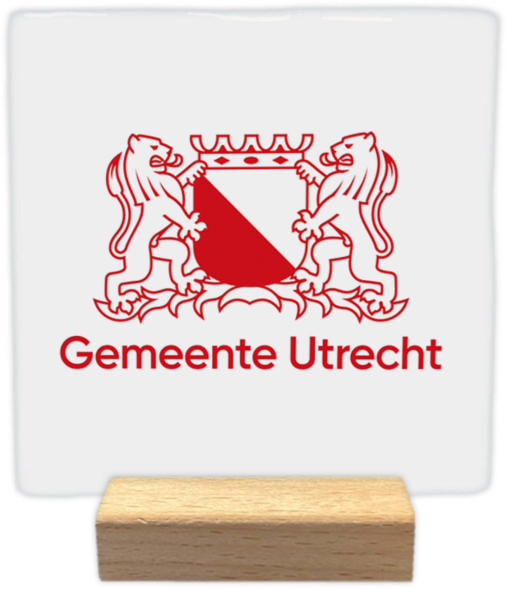 Gemeente Utrecht - Keramische decoratie tegel - incl. houten presenteerblok