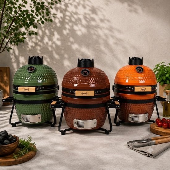 Barero Kamado BBQ - 13 inch houtskool barbecue - inclusief onderstel - Egg met Accesoires - Rood - PFAS-vrij — afbeelding 3
