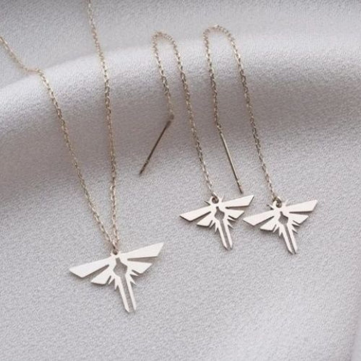 Vuurvliegje Sieradenset | 925 Sterling Zilveren Ketting & Oorbellen | Zilveren Ketting 45 cm | Firefly Cadeauset voor Haar | Vuurvliegje Hanger voor Mama, Cadeau voor Haar, Sprookjesachtige Sieraden voor Elke Dag