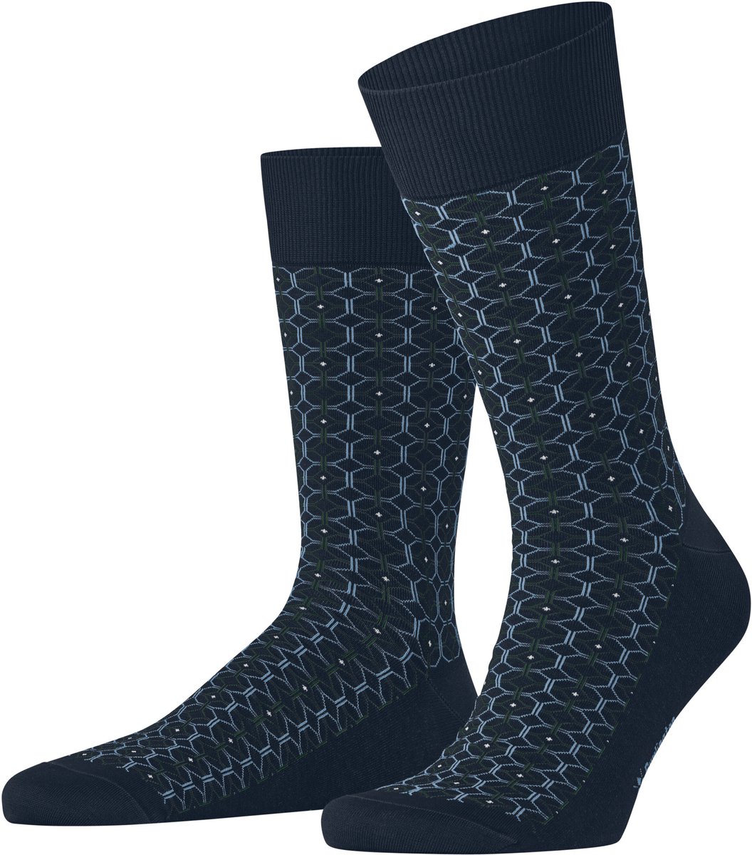 Burlington Tie gedessineerd katoen sokken heren blauw - maat 40-46